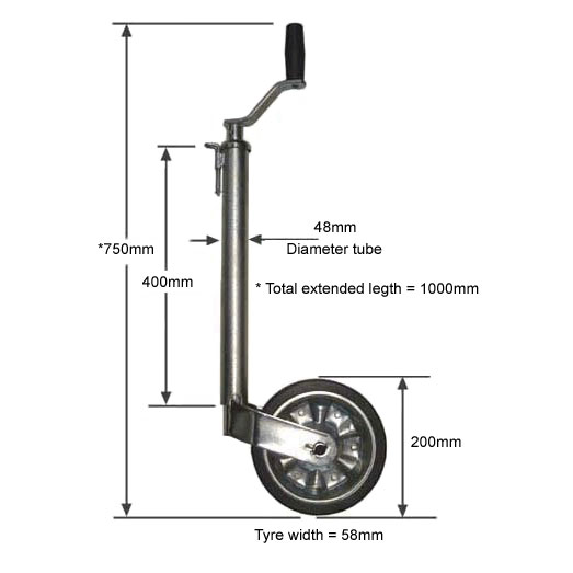 Heavy duty jockey wheel 48mm