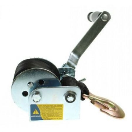 Winch with strap and hook, 250kg working capacity