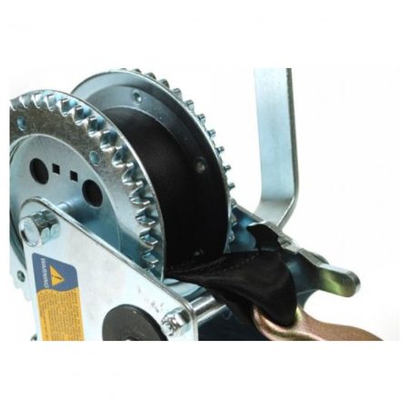 Winch with strap and hook, 500kg working capacity