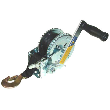 Winch with strap and hook, 500kg working capacity