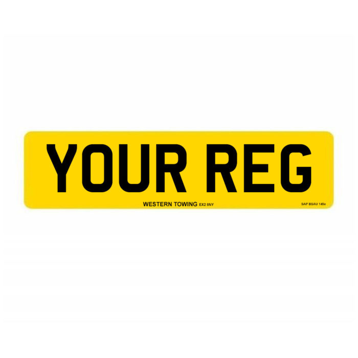 Rear Oblong Yellow Registration Number Plate